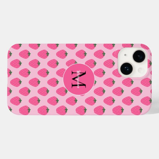 Roze Aardbeien, schattig aangepast Case-Mate iPhone Case (Achterkant (horizontaal))