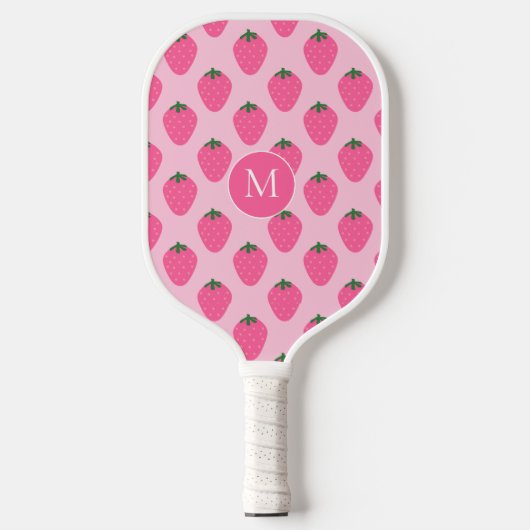 Roze Aardbeien, schattig aangepast Pickleball Paddle (Voorkant)
