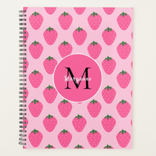Roze Aardbeien, schattig aangepast Planner (Voorkant)
