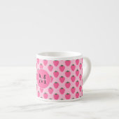 Roze aardbeien, schattige kinderen espresso kop (Voorkant rechts)