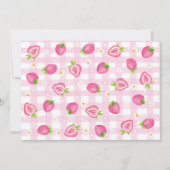 Roze Aardbeienbes Eerste 1e Verjaardag Foto Bedankkaart (Achterkant)