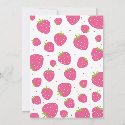 Roze aardbeienbes eerste 1e zomerverjaardag kaart (Achterkant)