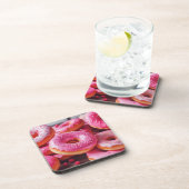 Roze aardbeiendonuts bier onderzetter (Rechterzijde)