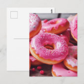 Roze aardbeiendonuts briefkaart (Voorkant / Achterkant)