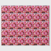Roze aardbeiendonuts cadeaupapier (Vlak)