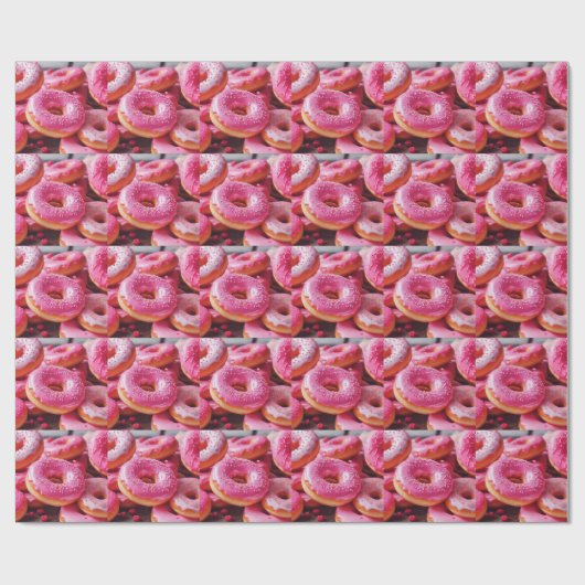 Roze aardbeiendonuts cadeaupapier (Vlak)