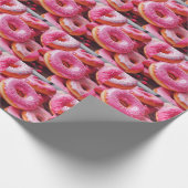Roze aardbeiendonuts cadeaupapier (Hoek)