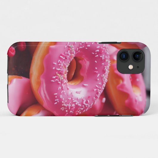 Roze aardbeiendonuts Case-Mate iPhone case (Achterkant (horizontaal))