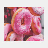 Roze aardbeiendonuts fleece deken (Voorkant (Horizontaal))