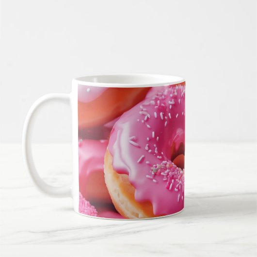 Roze aardbeiendonuts koffiemok (Links)
