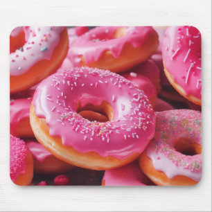 Roze aardbeiendonuts muismat