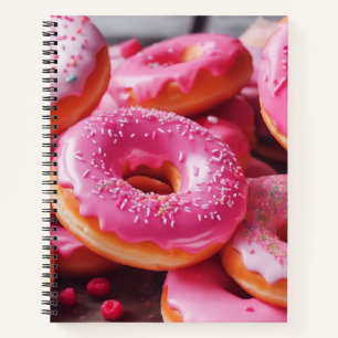 Roze aardbeiendonuts notitieboek