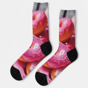 Roze aardbeiendonuts sokken
