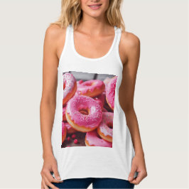 Roze aardbeiendonuts tanktop