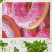 Roze aardbeiendonuts theedoek (Gevouwen)