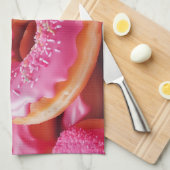 Roze aardbeiendonuts theedoek (Quarter Fold)