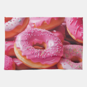 Roze aardbeiendonuts theedoek