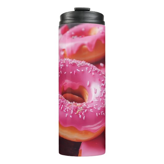 Roze aardbeiendonuts thermosbeker (Voorkant)