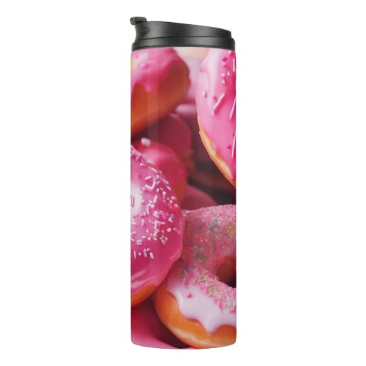 Roze aardbeiendonuts thermosbeker (Geroteerd rechts)