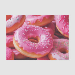 Roze aardbeiendonuts tissuepapier