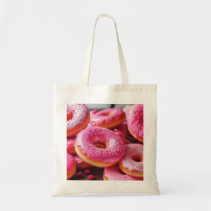 Roze aardbeiendonuts tote bag