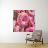 Roze aardbeiendonuts wandkleed (In Situ (horizontaal))