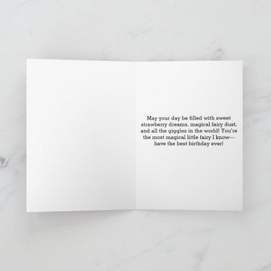 Roze Aardbeienfee 1e verjaardag Kaart (Binnen)