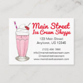 Roze aardbeienijscream Schudmelk Aangepast Visitekaartje (Voorkant)