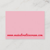 Roze aardbeienijscream Schudmelk Aangepast Visitekaartje (Achterkant)