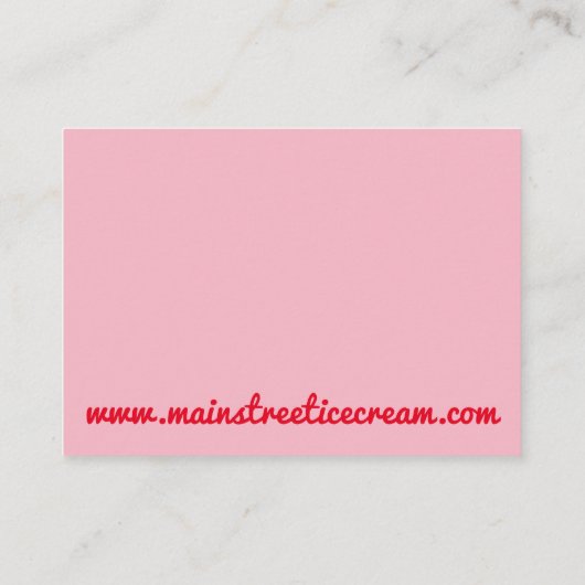 Roze aardbeienijscream Schudmelk Aangepast Visitekaartje (Achterkant)
