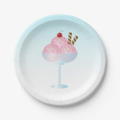 Roze aardbeienijsje — Voorbeeld van ongerept hout Papieren Bordje (Voorkant)