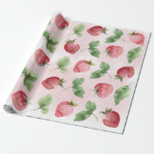 Roze Aardbeieninpakpapier Cadeaupapier (Uitgerold)