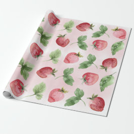 Roze Aardbeieninpakpapier Cadeaupapier