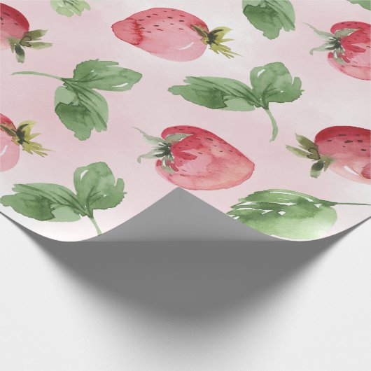 Roze Aardbeieninpakpapier Cadeaupapier (Hoek)