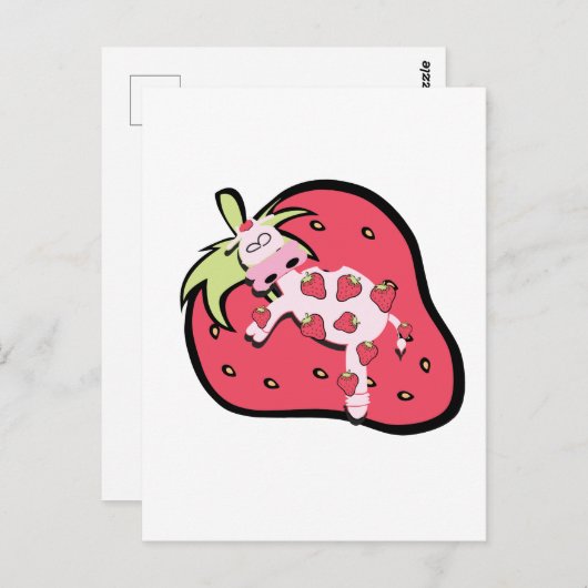 Roze aardbeienkool briefkaart (Voorkant / Achterkant)
