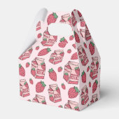 Roze aardbeienmelkpatroon bedankdoosjes (Achterkant)