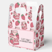 Roze aardbeienmelkpatroon bedankdoosjes (Geopend)