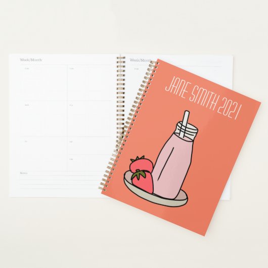 Roze aardbeienmokshake kleurig planner (Display)