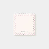 Roze aardbeienpatroon, aangepaste naam post-it® notes (Voorkant)