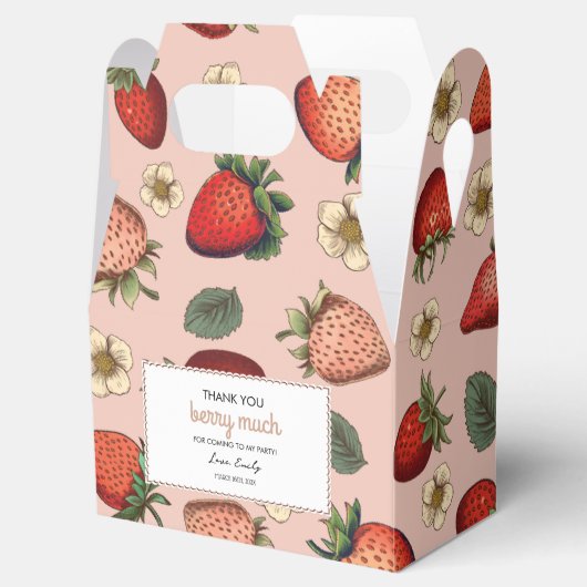  Roze Aardbeienpatroon Favorietendoos Bedankdoosjes (Geopend)