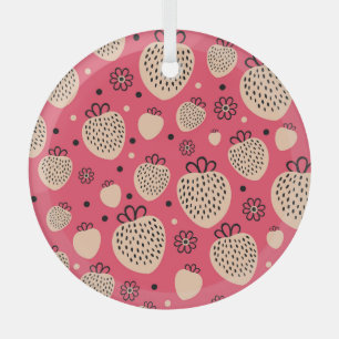 Roze aardbeienpatroon: naadloos zoet ontwerp glas ornament