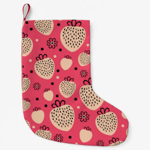 Roze aardbeienpatroon: naadloos zoet ontwerp kleine kerstsok
