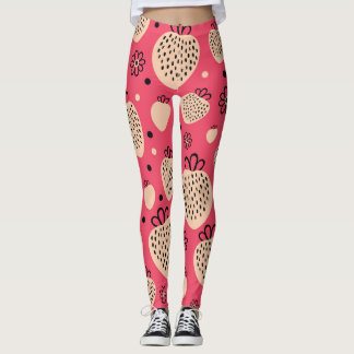 Roze aardbeienpatroon: naadloos zoet ontwerp leggings