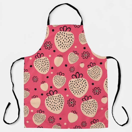 Roze aardbeienpatroon: naadloos zoet ontwerp schort (Voorkant)