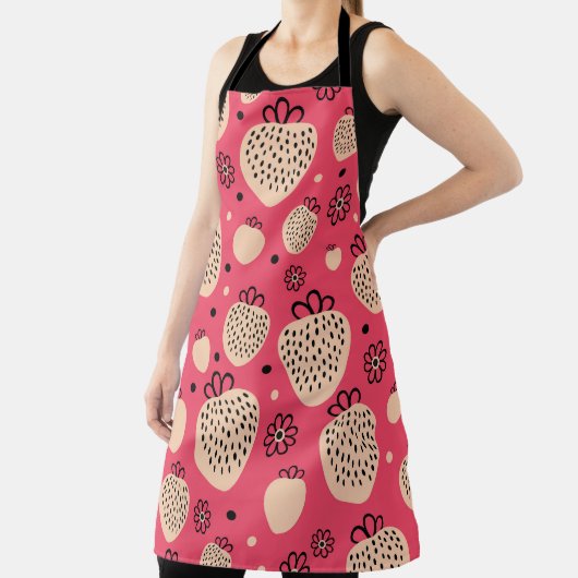 Roze aardbeienpatroon: naadloos zoet ontwerp schort (Insitu)