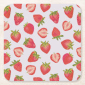 Roze aardbeienpatroon rode zomer kartonnen onderzetters (Voorkant)