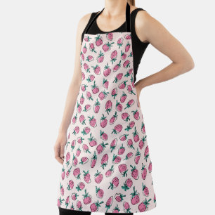 Roze aardbeienpatroon schort