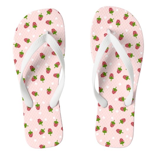 Roze aardbeienpatroongier Kawaii Teenslippers (Voetbed)