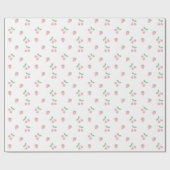 roze aardbeienplant esthetisch patroon cadeaupapier (Vlak)