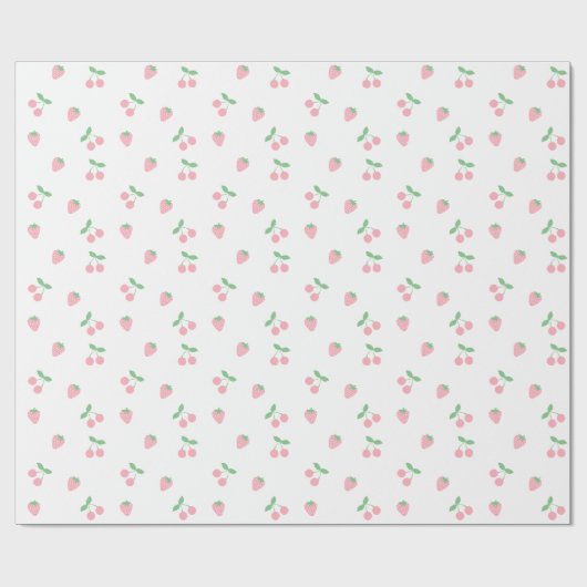 roze aardbeienplant esthetisch patroon cadeaupapier (Vlak)